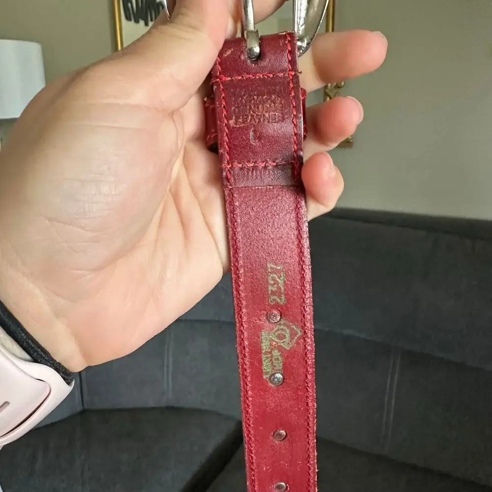 Vintage red leather with metal hearts